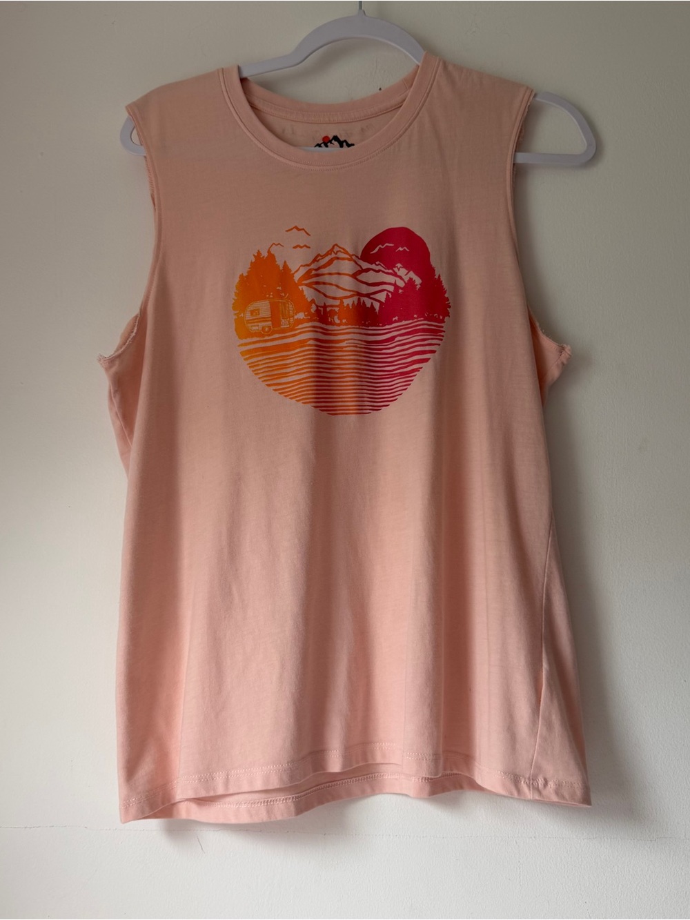 Mountain and Isles L Peach Graphic Tank Top